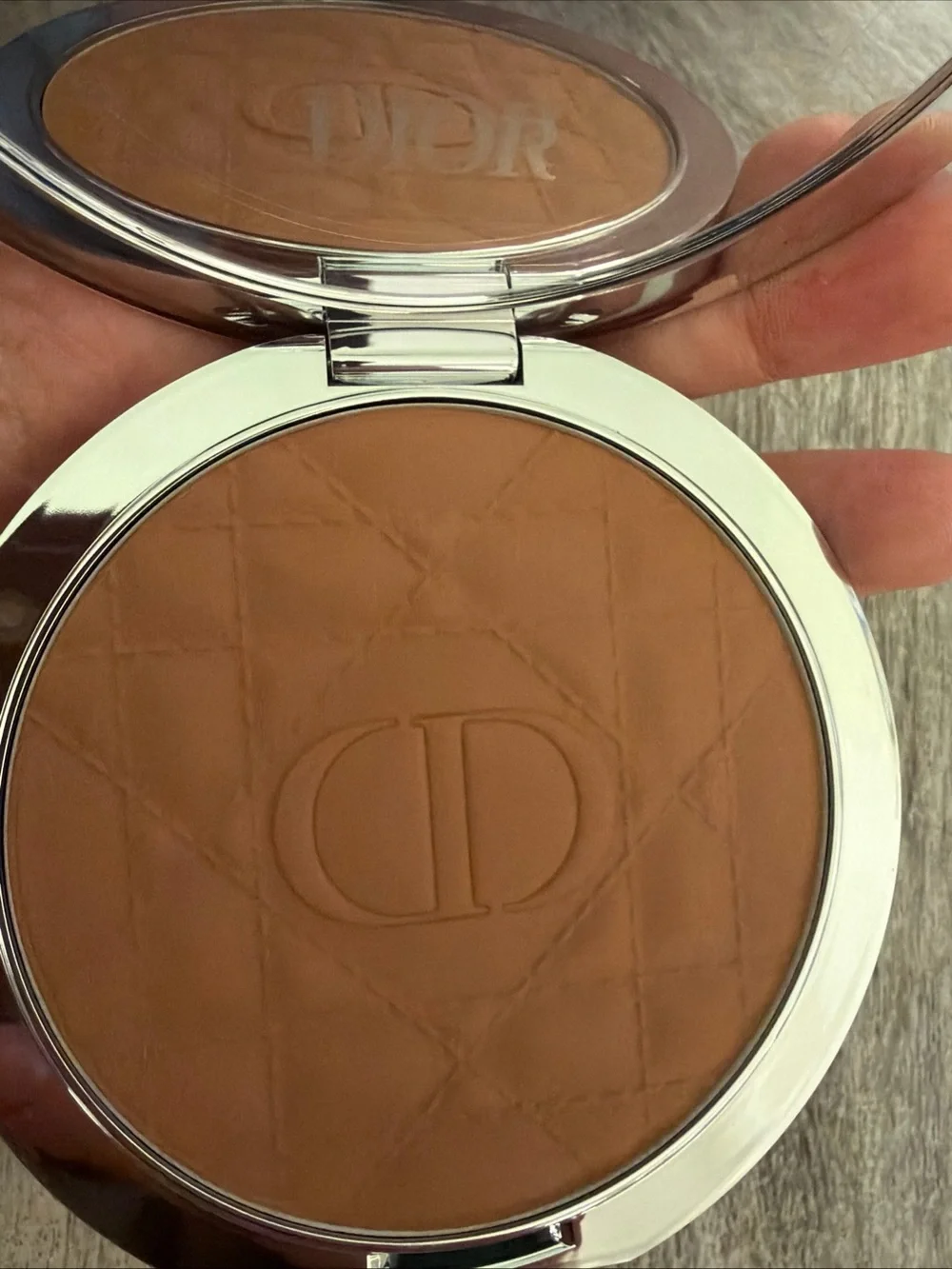 Dior Brown Quilted Leather Compact Case with CD Logo-jumbo bronzer